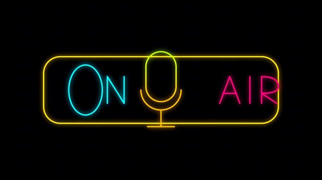 Neon ON AIR Sign Flashing in the Dark.