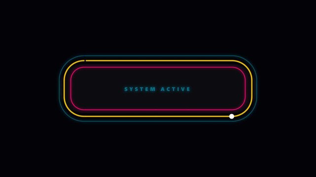 Futuristic UI HUD Element With Glowing Lines And System Active Text Animation.