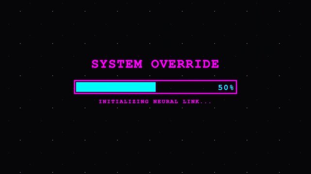 Retrowave Style System Override Loading Bar Animation Video.