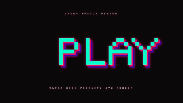 Glitch Pixel Art Play Text Animation.