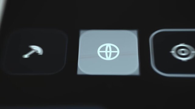 Row Of Glowing Navigation Icons On Dark Space Application Interface