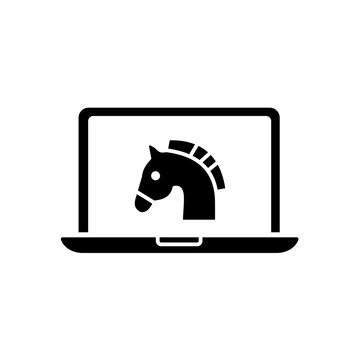 Laptop with trojan horse vector icon