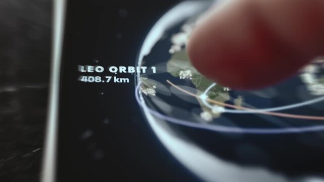 Low Earth Orbit Path Label 408 km Above Africa On Satellite Tracking Screen