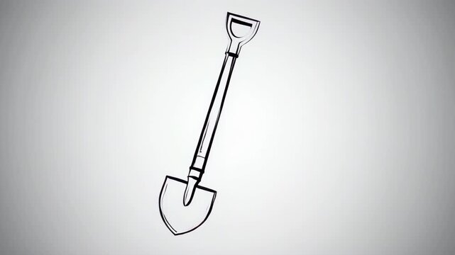 Shovel icon rotating in studio light against white background for construction or gardening concepts