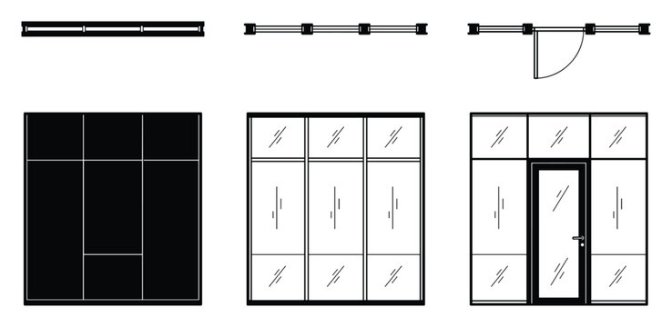 Office partition symbols vector set