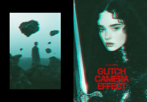 Glitch Camera Photo Effect For Poster And Print Design