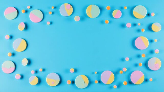 Soft pastel circles pattern with subtle shadow effects on a clean blue background