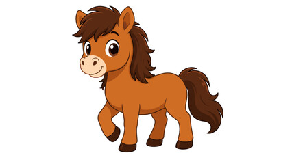 Obraz premium Cute brown cartoon pony character isolated on white