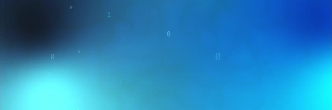 Blue and cyan binary digits background template animation