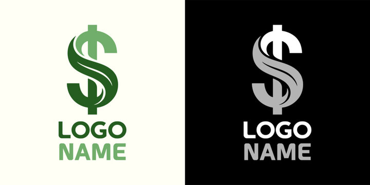 Green Eco Finance Dollar Sign Logo Vector Template, Sustainable Investment, Organic Financial Growth, Eco-Friendly Money Icon Design