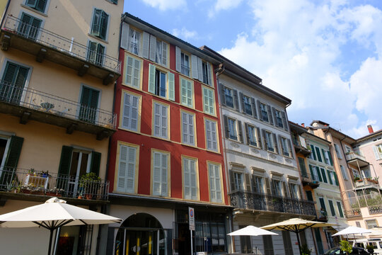 Historic buildings along via San Lazzaro in Bergamo, Italy