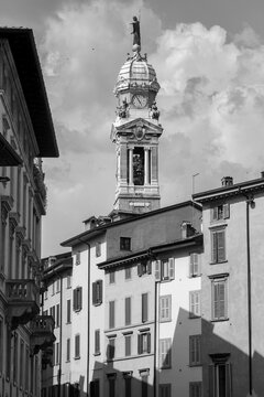 Historic buildings along via Sant Alessandro in Bergamo, Italy
