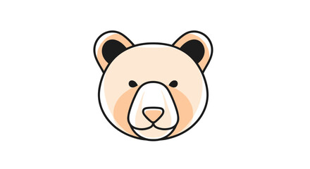 Fototapeta premium Simple and modern bear head icon with soft colors and rounded features suitable for a logo or child design.