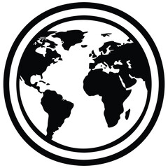Obraz premium Earth globe vector silhouette illustration, world map in circle.