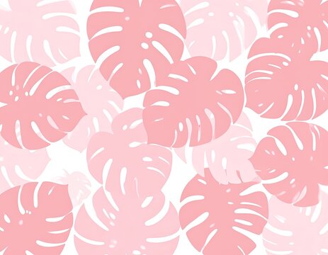 Soft pastel pink leaves scattered across a white background