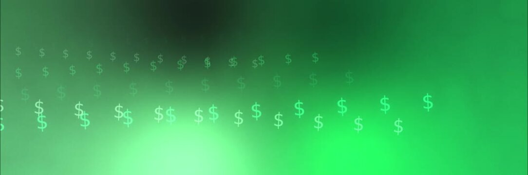 Green dollar symbols background template animation
