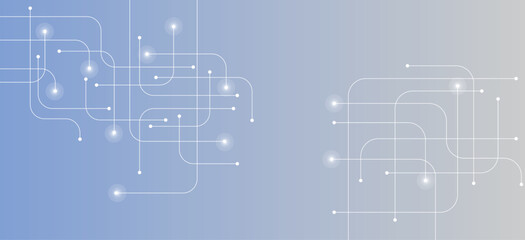 Clean abstract technology background with elegant curved connection lines and glowing nodes over a soft blue gradient. Perfect for business presentations, innovation, digital technology, cloud service © Dignswr Studio