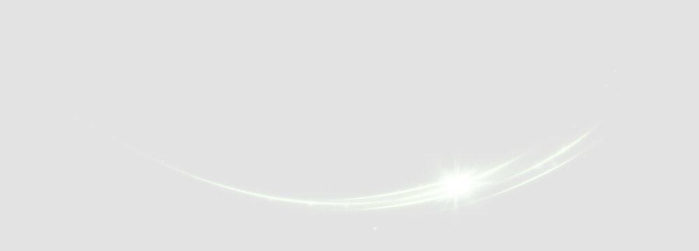 Elegant Green Glowing Light Arc with Flowing Curves, Sparkling Energy Trail, Bright Beam and Shining Motion Effect