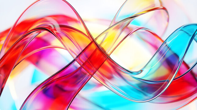 Vibrant abstract swirls of multicolored ribbons