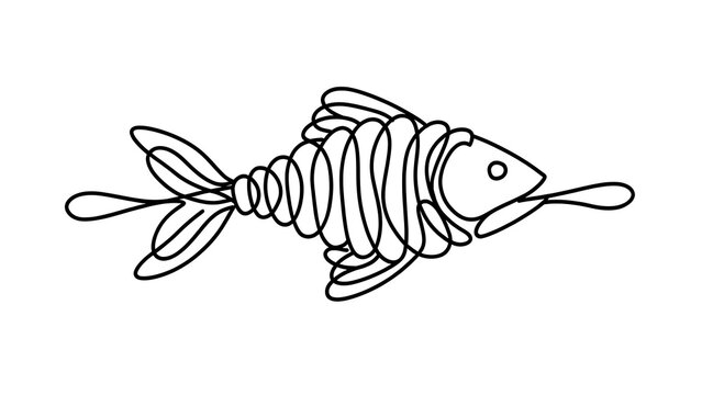 Abstract fish drawing on white background.
