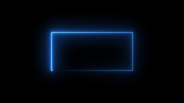 Seamless loop animated rectangle picture frame with neon color video motion graphic isolated on transparent background 4k video animation.