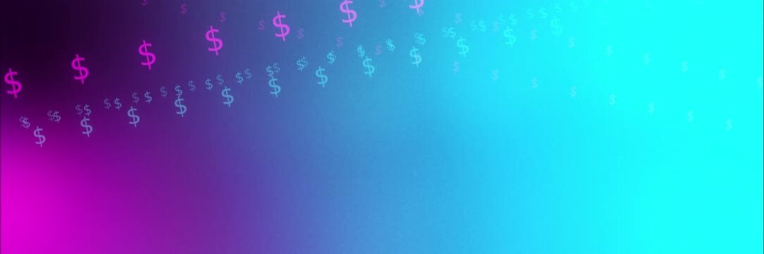 Magenta and cyan dollar pattern background template animation