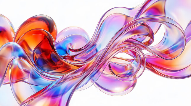Vibrant abstract swirls with red, blue, purple, and yellow curves colorful