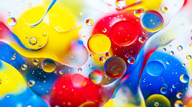 Vibrant abstract with colorful circles and dots on gradient background