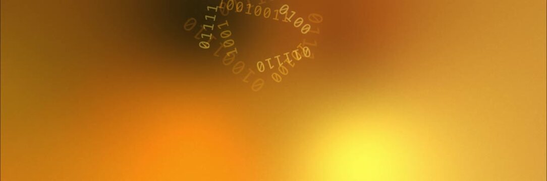 Circular binary code background template animation in orange and gold