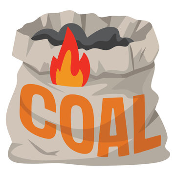 Barbecue coal bag and log stack isolated vector design suitable for campfire making flame fuel and BBQ equipment projects