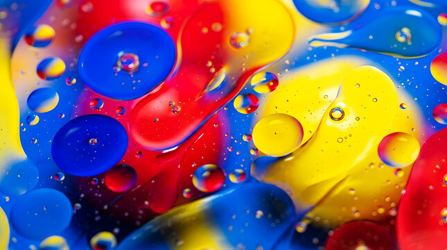 Vibrant abstract with colorful bubbles and smiley faces