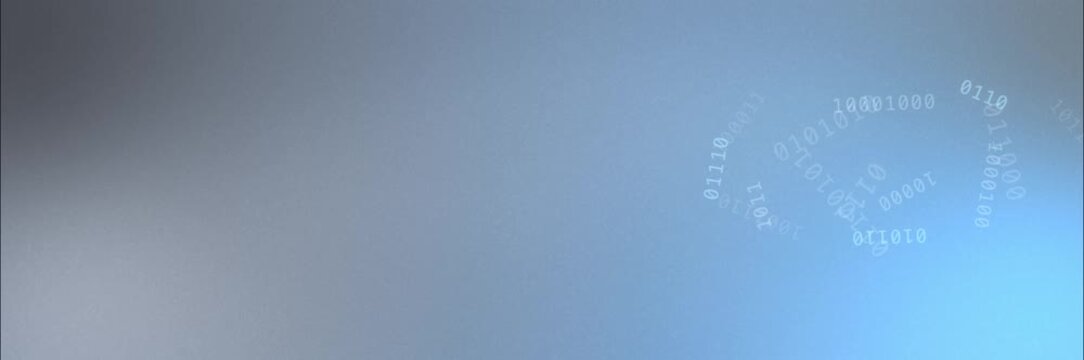 Circular binary code background template animation in gray and blue