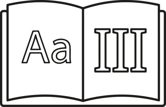 Outlined Alphabet Educational Book Line Art Vector Icon