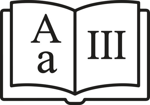 Open Book Language Alphabet Line Art Vector Icon