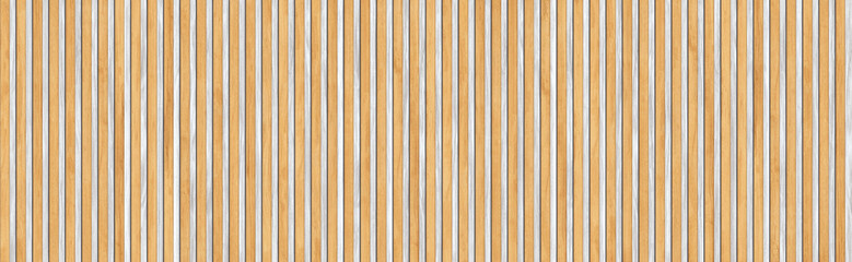 Natural wood slat wall texture, vertical timber battens background, light oak wooden paneling for interior design and architectural visualization © rohit