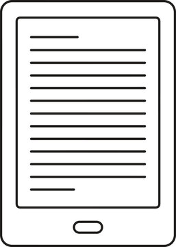 Ebook Reader Tablet Screen Line Art Vector Icon