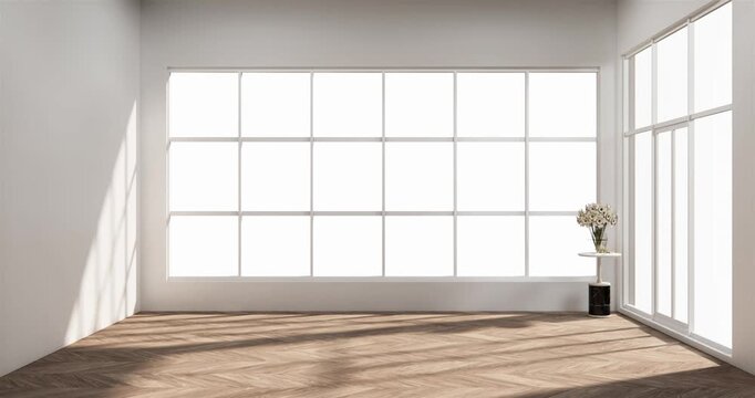 Japan style empty room with white wall with wood wall design. 3d rendering