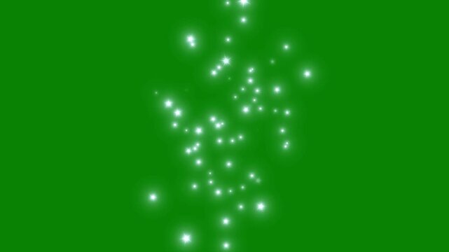 Magical twinkle white stars blink animation, sparkling glitter particles, glowing fairy dust line, elegant luxury shimmer, Sparkling star shine with glowing doodle transition effect on green screen.4k
