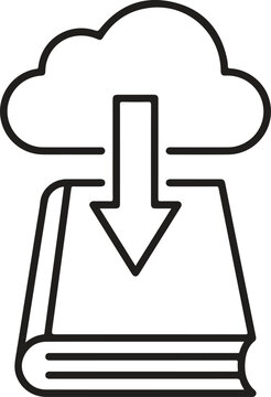 Cloud Download Ebook Storage Line Art Vector Icon