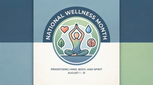 National Wellness Month logo with yoga pose