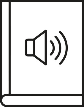 Audio Book Outline Sound Wave Line Art Vector Icon