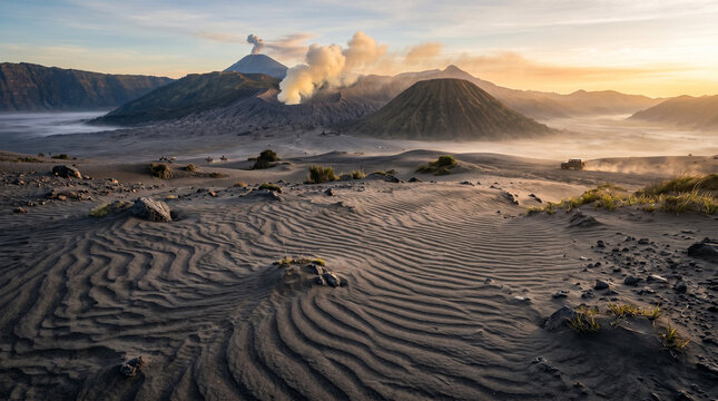 Detailed close up view of wind swept volcanic sand patterns.