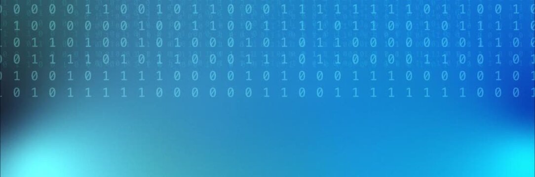 Binary digit pattern background template animation in blue and cyan