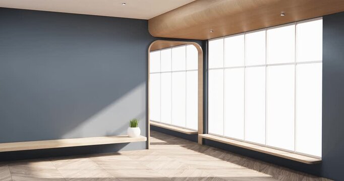 modern zen living room on dark blue wall background,3d rendering