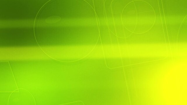 Lime green background template animation with outlined geometric shapes