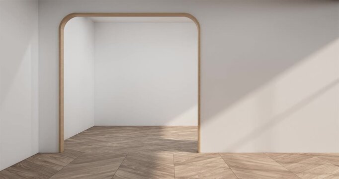 Japan style empty room with white wall with wood wall design. 3d rendering