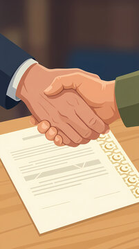 Islamic finance agreement handshake over sharia compliant contract