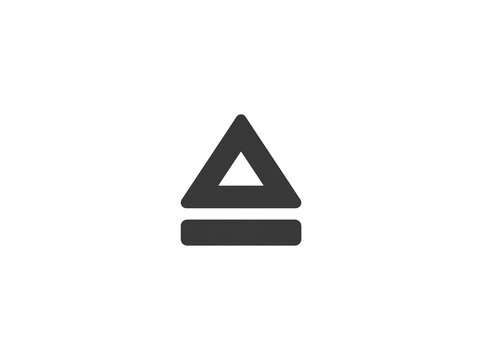 Eject button icon. Media player control symbol for digital interface design.