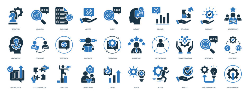 Consulting Service Icon Set Glyph Two Color Style