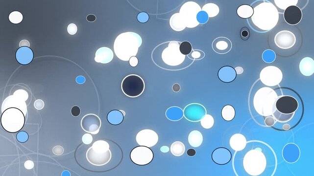 Blue gray circles background template animation with glowing bubbles